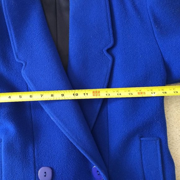 vintage 80s bright cobalt blue long wool coat 🎈HOST PICK x2🎈 - Picture 5 of 7